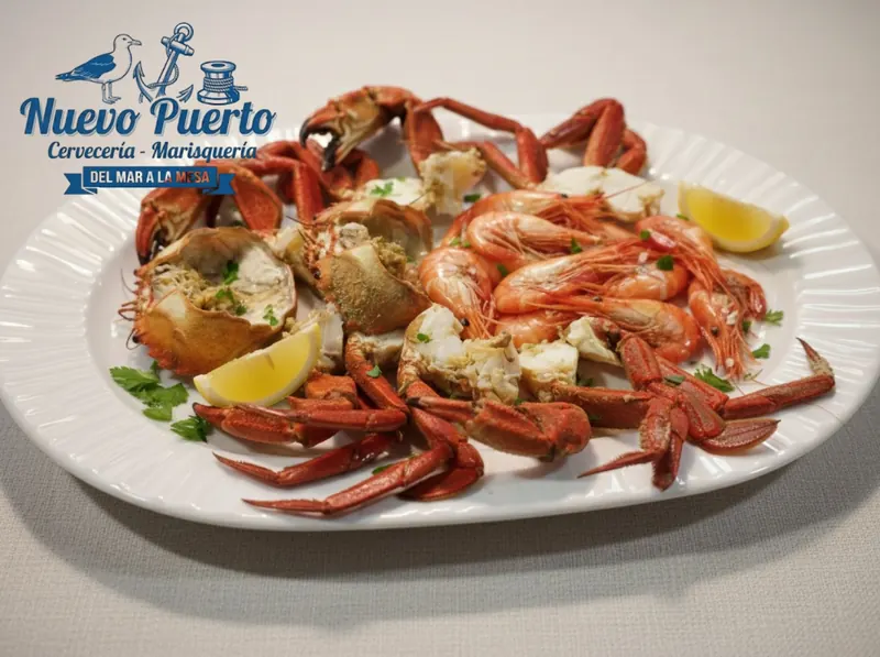 Mariscada con centollo, gambas y buey de mar